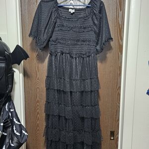 Elegant Black Ruffled Dress